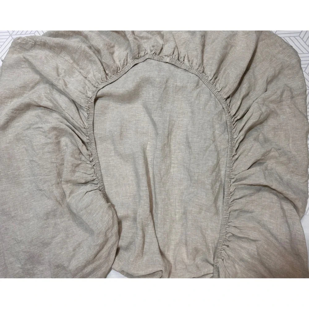 Quince 100% Linen TWIN Duvet Cover & Fitted Sheet Natural Flax Color